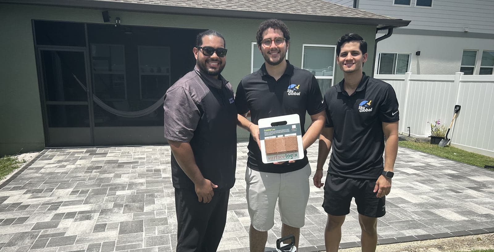 Iker and Daniel, co-founders of SkyGlobal Painting & Renovations, with their Sherwin-Williams representative at a completed project.