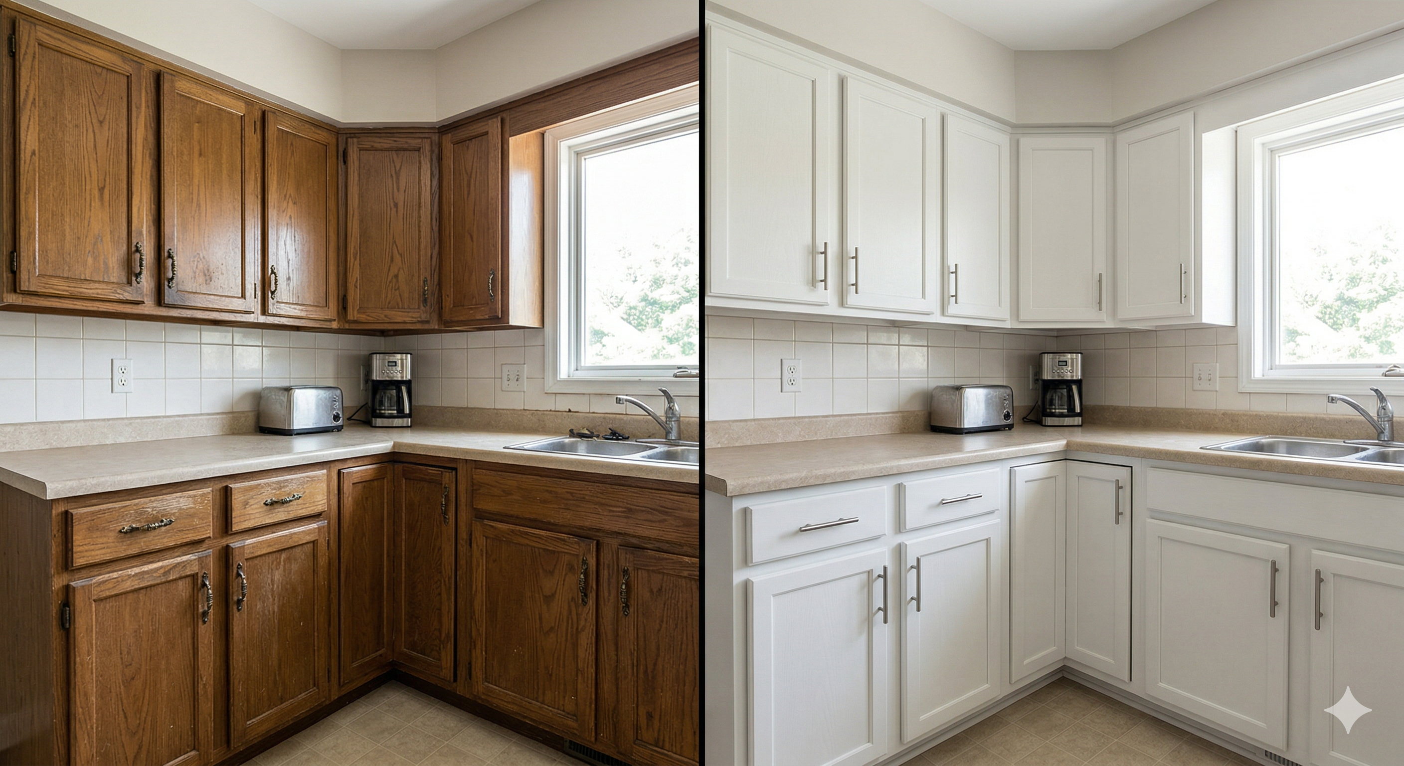 Cabinet refinishing before and after overview by SkyGlobal