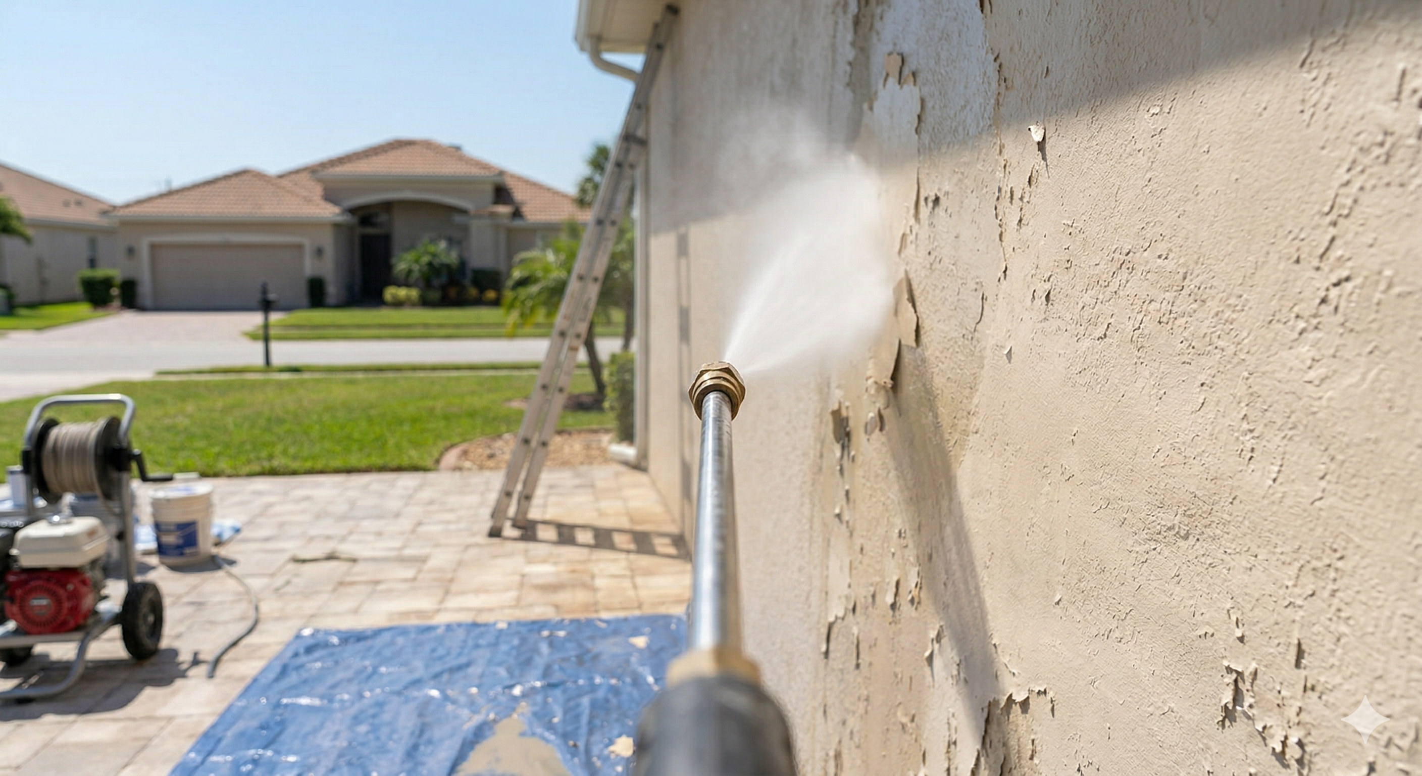 Power washing exterior — Step 1