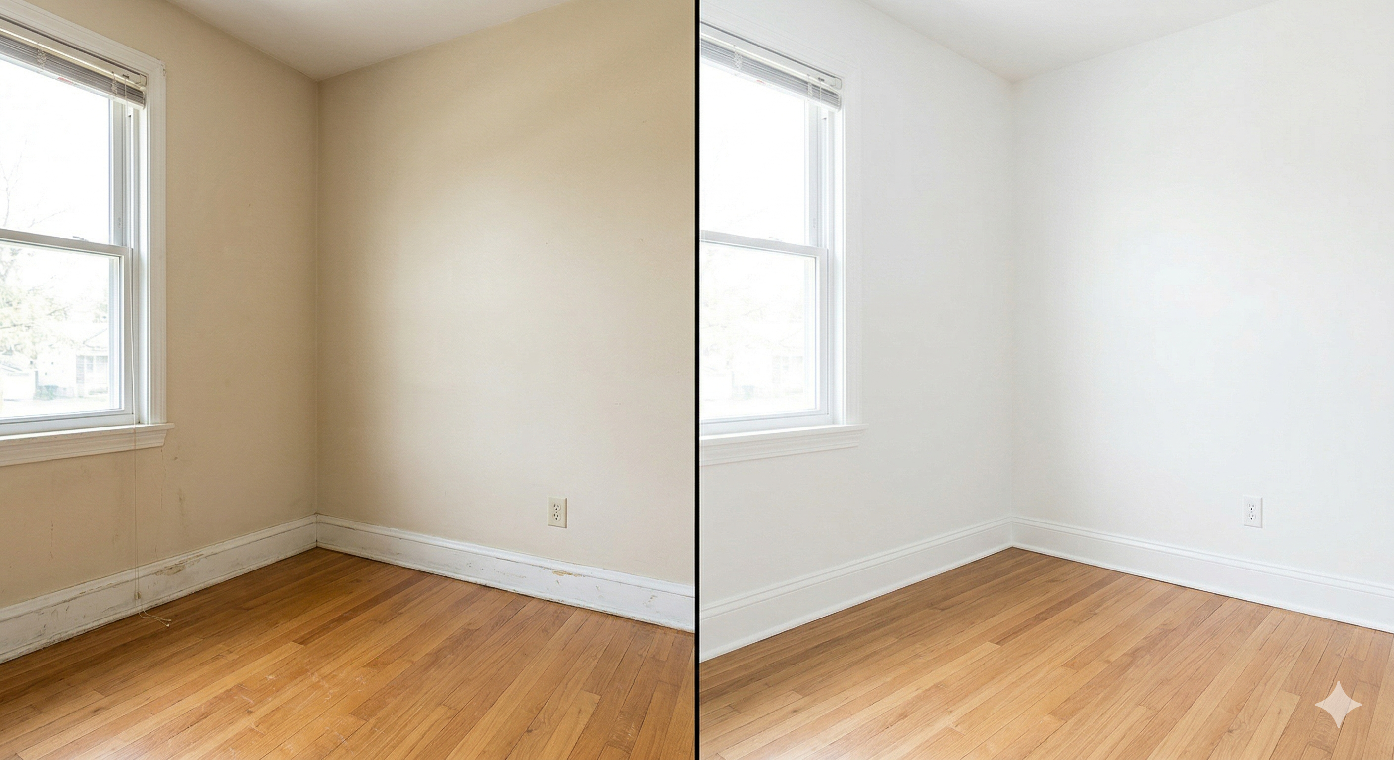 Interior painting before and after results by SkyGlobal